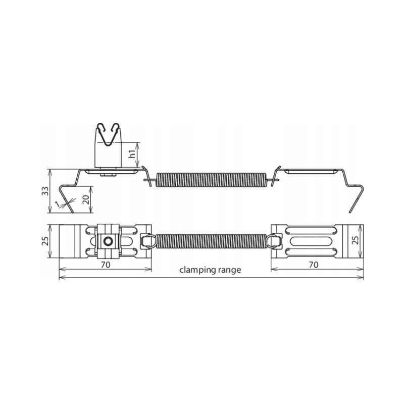Uchwyt gąsiorowy z sprężyną naciągową V2A 20mm