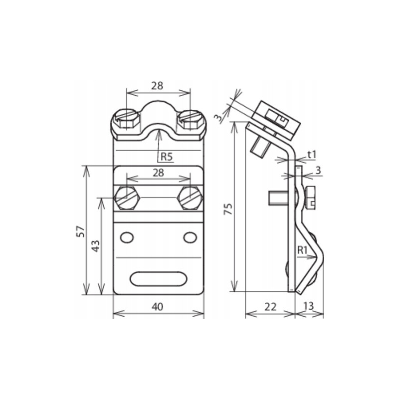 Uchwyt rynnowy pod drut odgromowy DEHN Aluminiowy