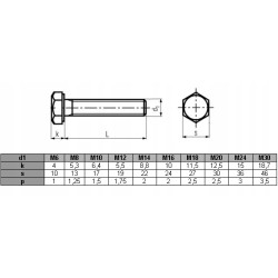 ŚRUBA sześciokątna M10x50 DIN933 A2 INOX 5szt