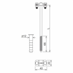 Uchwyt na drut wkręcany L 250mm Z-Śruba M12