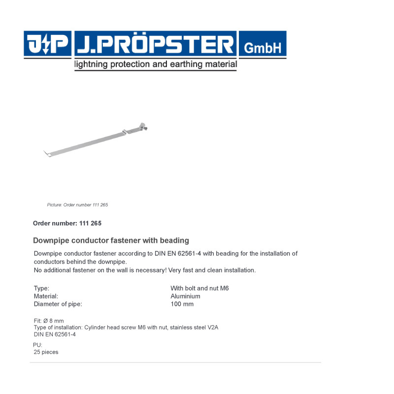 Opaska aluminiowa na rurę spustową fi 100mm