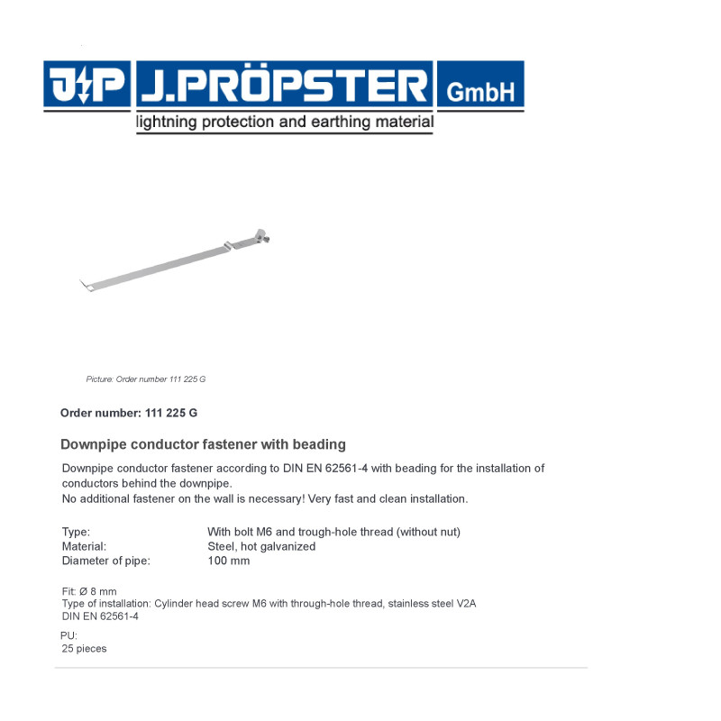 Opaska odgromowa stalowa na rurę spustową fi 100mm