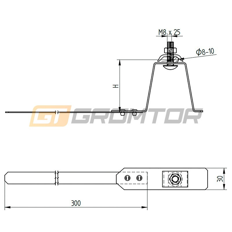 Uchwyt do drutu na taśmieinox pod dachówkę z zamkiem