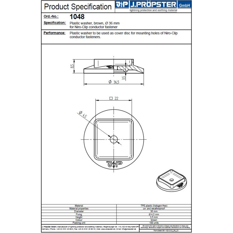Podkładka pod przewód Niro-Clip J.Propster Brązowa