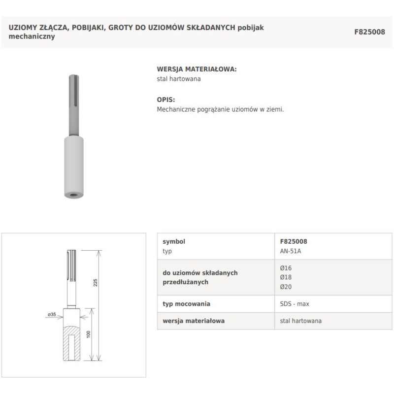 Pobijak do uziomów sds max