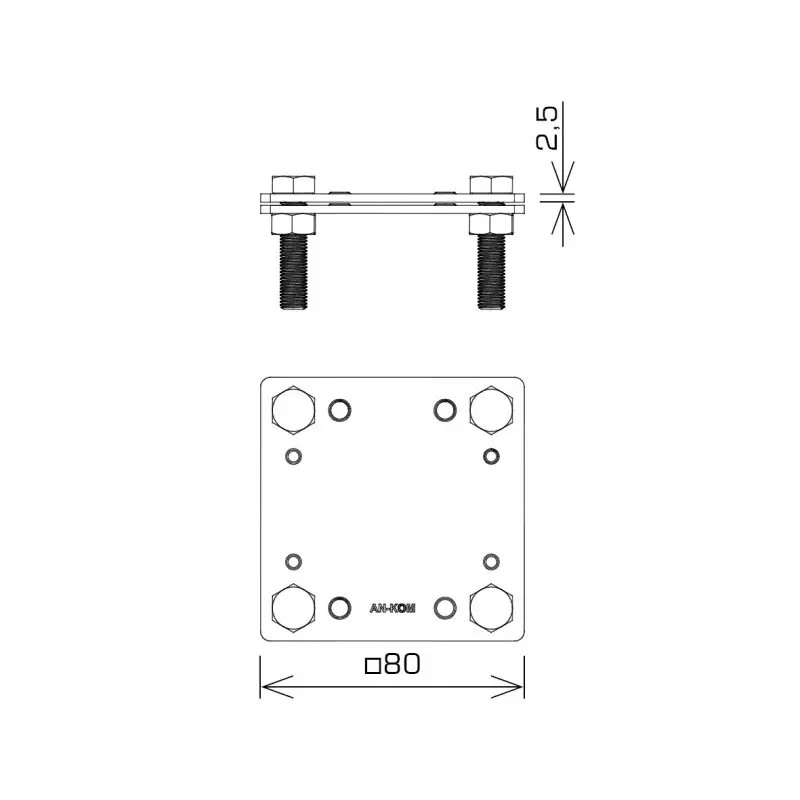 Złącze krzyżowe bednarka AN-KOM 2 płytki