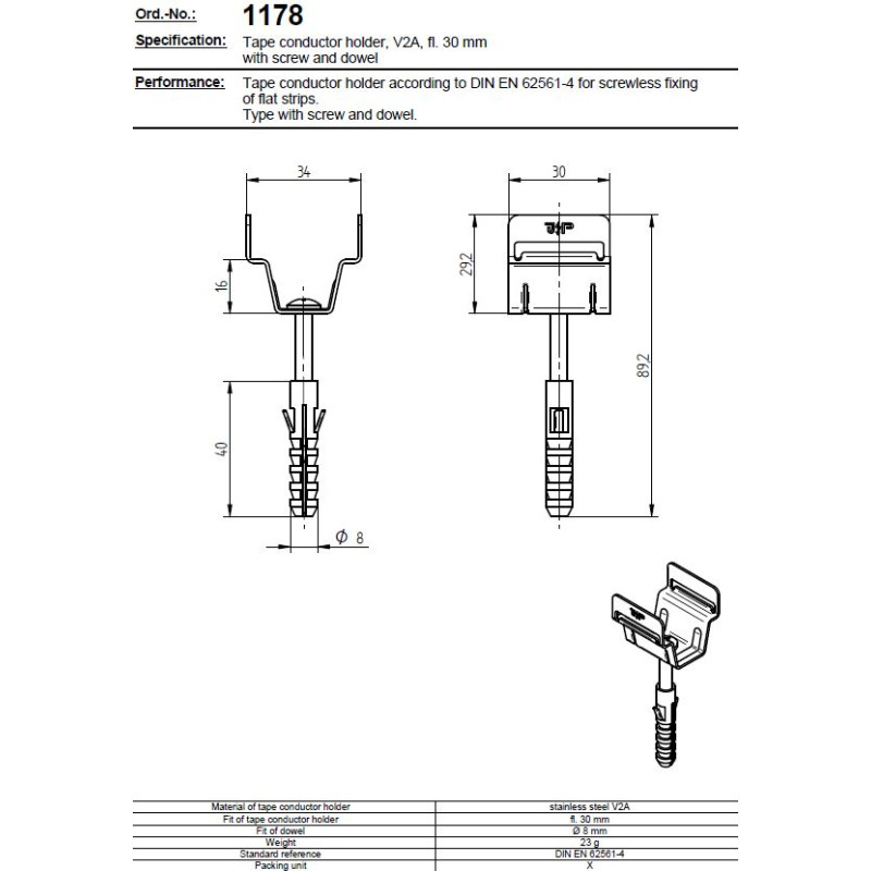 Uchwyt do bednarki ze śrubą i kołkiem