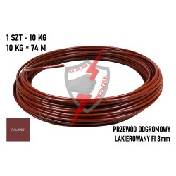 Przewód odgromowy fi 8mm Aluminiowy RAL3009 Czerwony