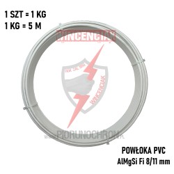 Przewód odgromowy AlMgSi Ø8 mm w białej izolacji PVC (RAL9010)