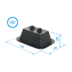 Zbliżenie podstawy wspornika OG 1 – elastyczna obudowa z PP i ABS dla łatwego montażu