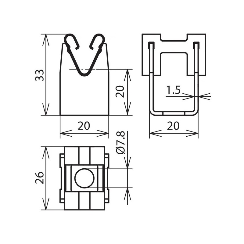 Wspornik LH DG 8 H20 B7.8 V2A
