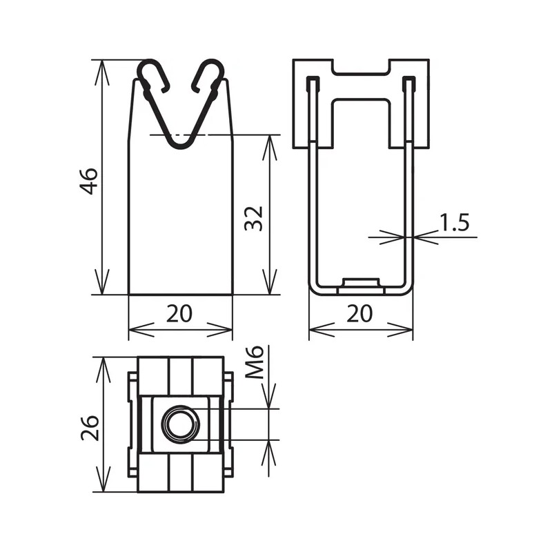 Wspornik nierdzewny DEHNgrip 20 mm [gwint M6][Ø8 mm]